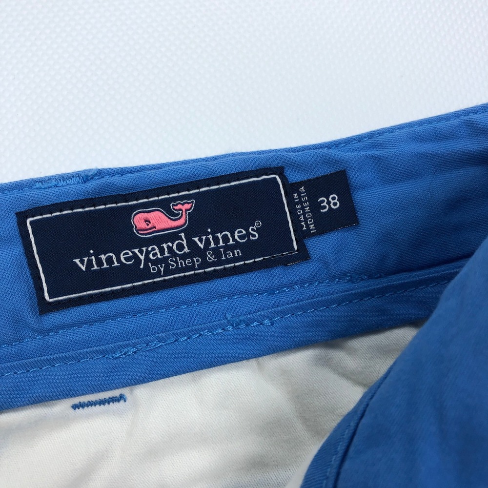 Vineyard Vines Club Shorts Mens 38 Blue Cotton Chino Flat Front Whale 9" Inseam - Picture 5 of 9